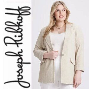 Joseph Ribkoff Crinkle Textured Blazer Jacket Beige Size 18 Made in Canada